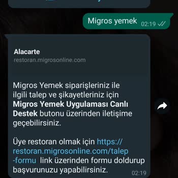 Migros Yemek Müşteri Hizmetleri Hayal Kırıklığı