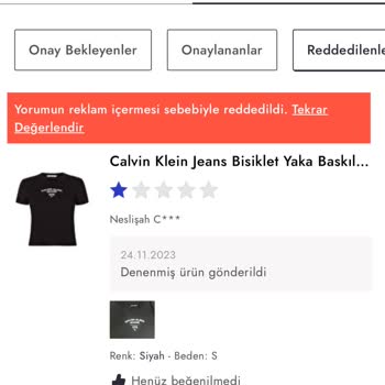 Boyner Lekeli Denenmiş Ürün Gönderdiler