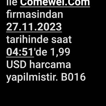 Comewel Limited Comewel.com Tarafından Karımdan İzinsiz Para Çekilmiş