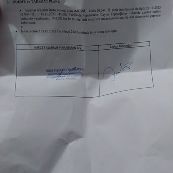 İmece Tasarruf Protokol Yapılmasına Rağmen Ödenmeyen Para