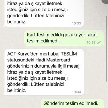 Master Card Gönderim Teslim Edilmediği Halde Tarafıma Teslim Edildi Mesajı Geldi.