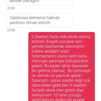 Köfteci Yusuf Eksik Sipariş Ve Çözümsüzlük.