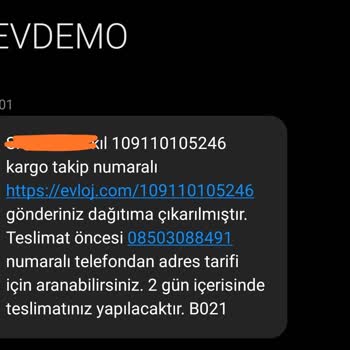 Evdemo Lojistik Teslim Edilen Ürünün Tekrar Teslim Edileceği Mesajı