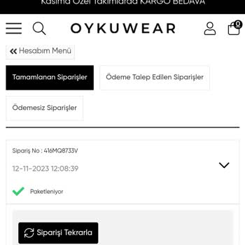 Oyku Wear 15 Gün Geçmesine Rağmen Siparişin Hâlâ Paketleniyor Görünmesi.