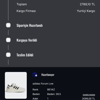 Sneaks Up Sipariş Kargoya Verilmiyor