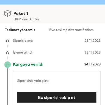 H&M Teslim Edilmeden İade Edilen Kargo