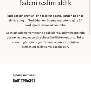 H&M Teslim Edilmeden İade Edilen Kargo