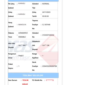 Aras Kargo Siparişimi Başkasına Teslim Etmiş!