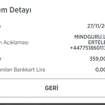 Mindguru 359 TL Para Çekildi Hesabımdan