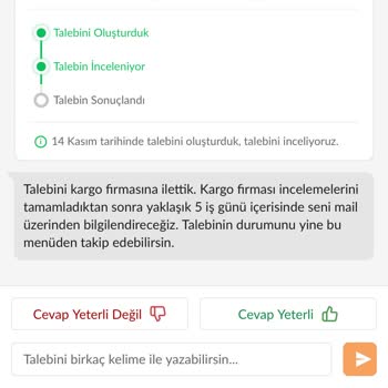 Trendyol'dan Açtığım Talep 15 Gündür Sonuçlanmadı