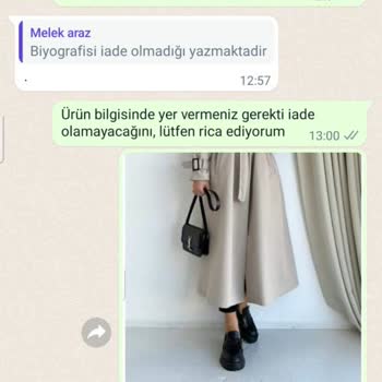 Melek ARAZ'DA İade Hakkı Olmasına Rağmen Ürünü İade Etmiyorlar