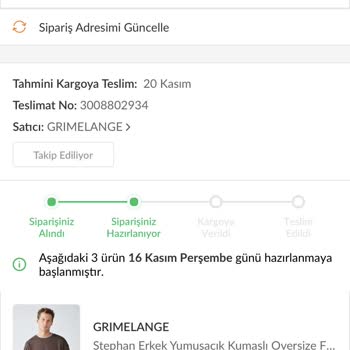 Grimelange Siparişim 17 Gündür Hazırlanıyor Gözüküyor