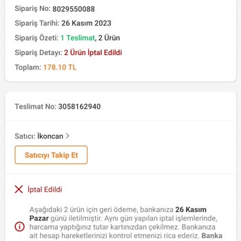 Trendyol Satıcı Siparişimi İptal Etti