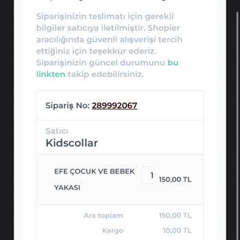 Shopier Bebek Yakası Siparişimde Mağduriyet!