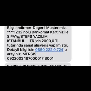 Sipay 2000 TL Habersiz Çekilmiş