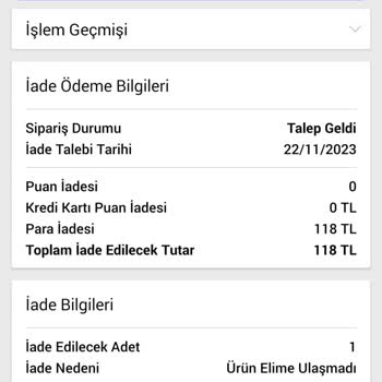 N11 Para İadesi Yapılmayan Ürün
