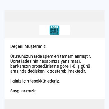A101 Para İadesini Yapmaması
