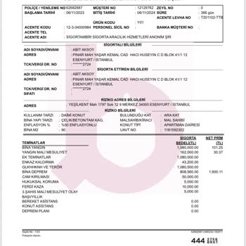 Bereket Sigorta Konut Sigortası Poliçesi Yaptırdım Gelip Bakmadılar