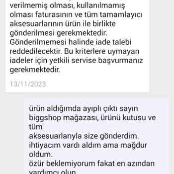 Biggshop Arızalı Gönderdiği Ürünün İadesi İçin Süründürüyor