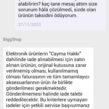 Biggshop Arızalı Gönderdiği Ürünün İadesi İçin Süründürüyor