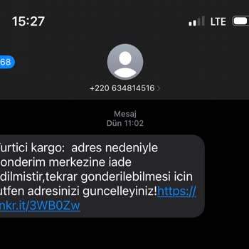 Kargo Teslimatı Kılıfında Şüpheli SMS