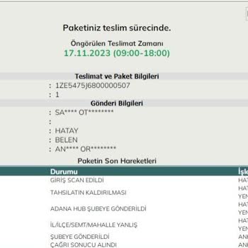 UPS Türkiye Tarafıma Kargoyu Dağıtıma Çıkarmadan İade Ediyor.