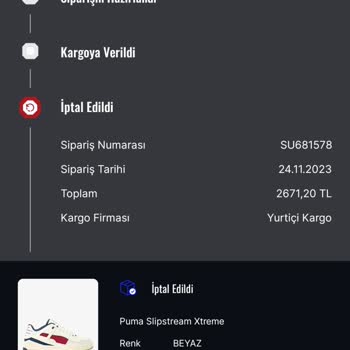 Sneaks Up Siparişin İptal Edilmesi