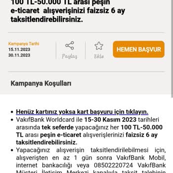 VakıfBank İnternet Alışverişinde Taksitlendirme Kampanyasına Uymuyor