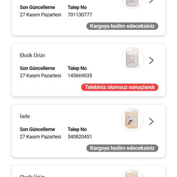 ebebek Eksik Ürün Talebimin Olumsuz Sonuçlanması