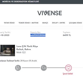 Vivense L Koltuk Siparişi