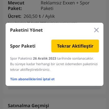 Exxen Üyelik Denemesinde Fazla Ödeme