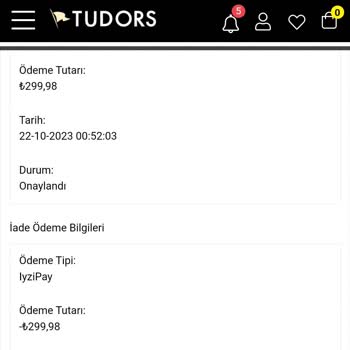 Tudors Gömlek Ücret İadesi 1 Aya Yakındır Yapılmadı