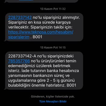 Teknosa Para İademi Yapmıyor