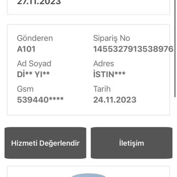 A101 Teslim Edilmeyen Ürün Hk