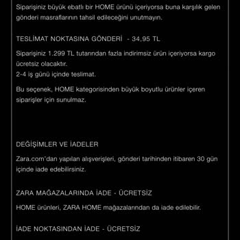 Zara Kusurlu Ürün İade