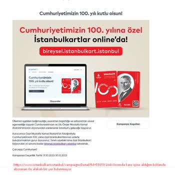 İstanbulkart Cumhuriyetimizin 100. Yılı Abonman Sorunu