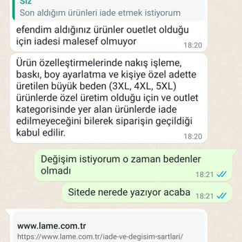 Lame Medikal Lame Forma Değişim İade Sorunu