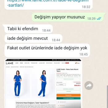 Lame Medikal Lame Forma Değişim İade Sorunu