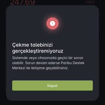 Paribu Para Çekme Talebi Gerçekleştirilemiyor