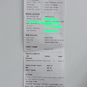 ECA Yetkili Servis Kartı Değiştirdim Deyip Onarılmış Kart Taktı.