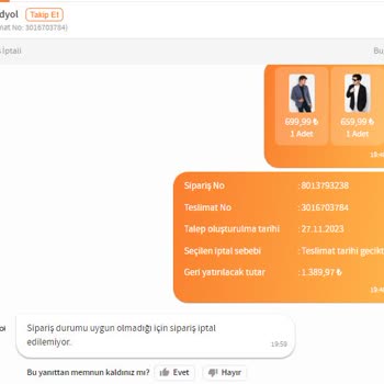 Trendyol 14 Kasımdaki Siparişin Hala Gelmemesi