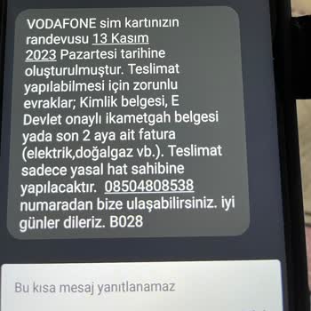 Vodafone Sim Kart Teslim Edilmemesi