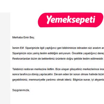 Yemeksepeti Sbarro Pizza Ücret İadesi Hakkında