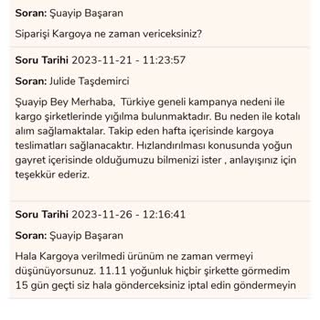 Çetinkaya Ürünümü Gönderim Yapmıyor