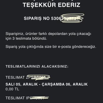 Ücreti Alınan Zara Siparişimin İptal Edilmesi
