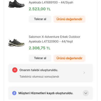 Hepsiburada Garantiye Gönderilip Olumsuz Sonuçlanan Salomon Ayakkabı