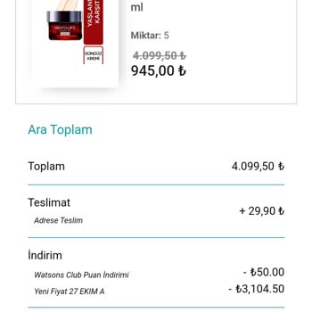 Watsons Yanlış Faturayla Yanlış Ürün Gönderdi.