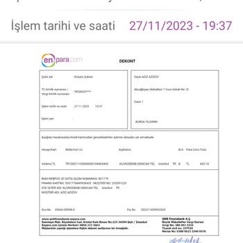 PaybyMe Bilgim Dışında Harcama