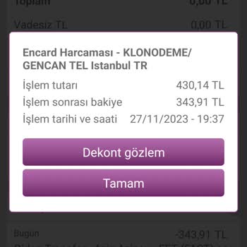 PaybyMe Bilgim Dışında Harcama