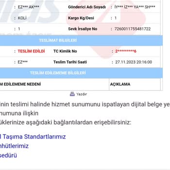Aras Kargo Teslim Edildi Gözüken Kargolar